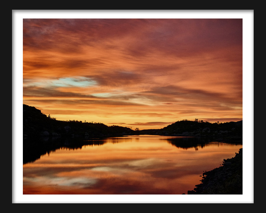Sunrise at Kvislevatn on the road to Rysstad, Valle, Agder, Norway.