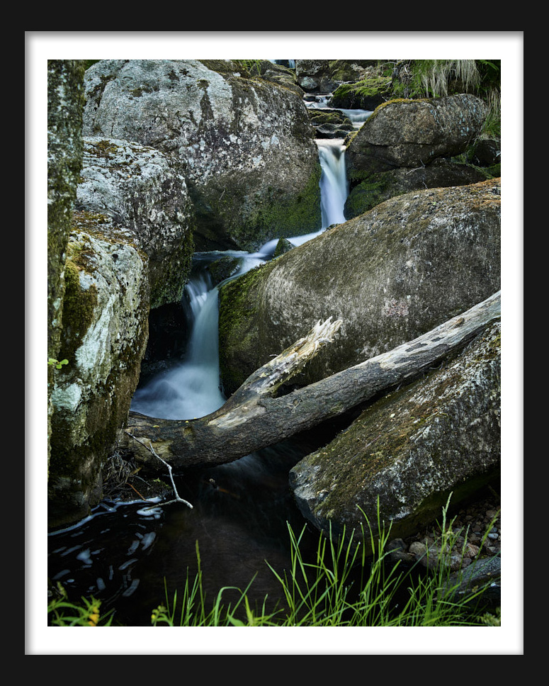 Morning at woodland landscape with small waterfall at the ascension to Dalsnuten, Sandnes, Rogaland, Norway.