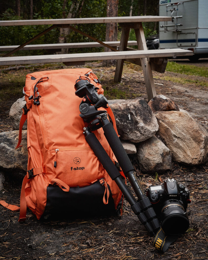 Image of my backpack with my tripod and camera.